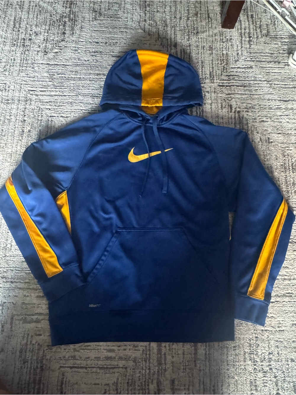 Nike Men's blue & Gold Pullover Hoodie Sweater